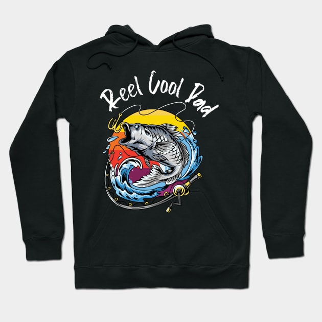 Mens Reel Cool Dad Fishing Dad Gifts Fisherman Fish T-Shirt Hoodie by Xpert Apparel